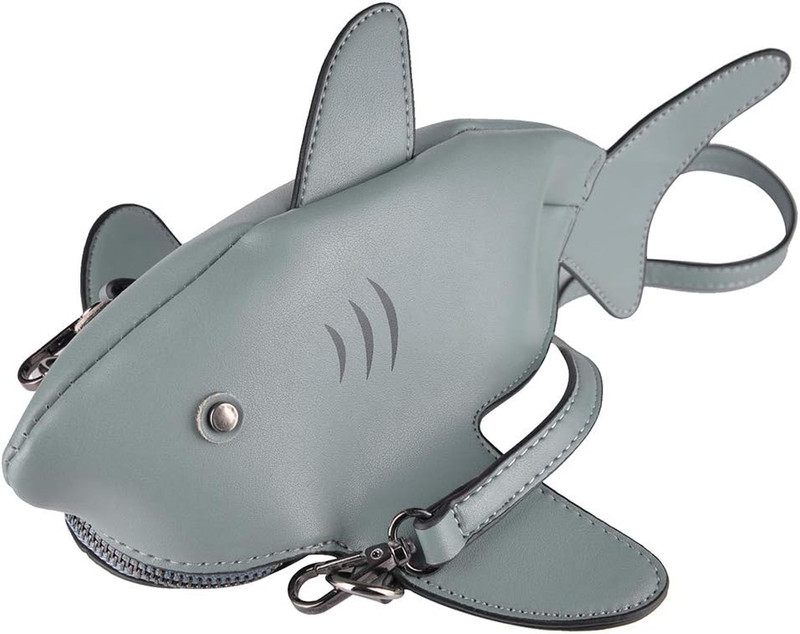 Dinosaur Shark Shoulder Bag for Women 3D Animal Novelty Purse Zipper Crossbody H