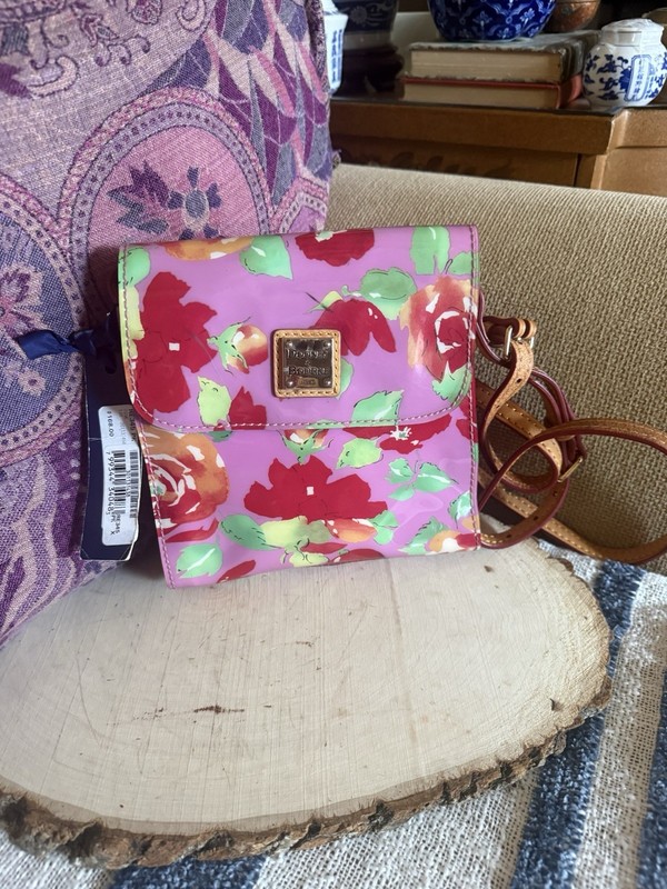 VTG Y2K Dooney &Burke PURSE LEXI Crossbody Messenger Bag FLORALPRINT PINK PVC