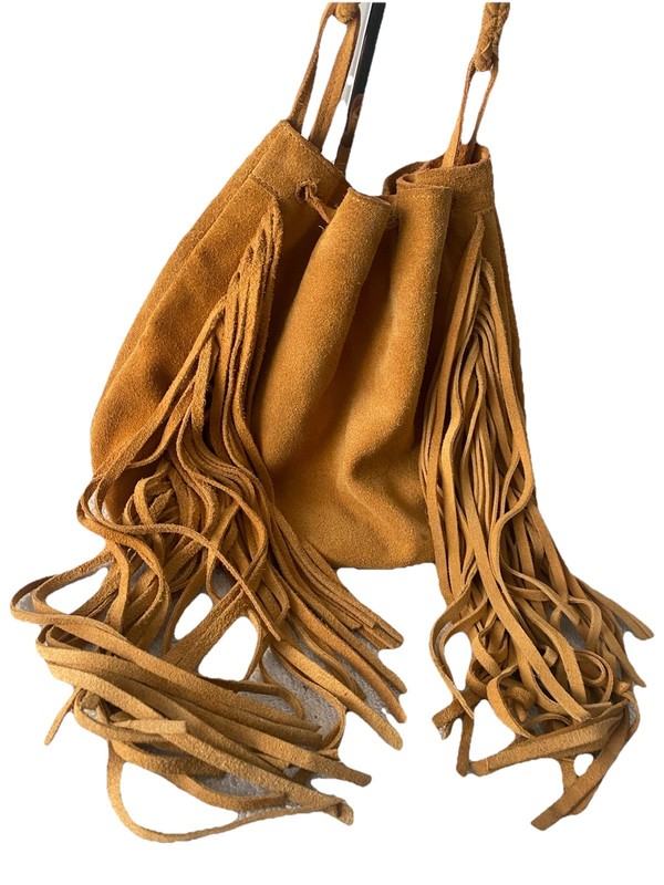 Boho Western Suede Fringe Shoulder Bag Made In India