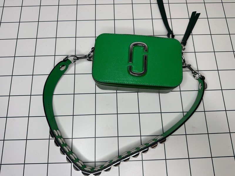 NEW MARC JACOBS Snapshot Stud Saffiano Leather Shoulder Bag Green (MSRP $395) gallery
