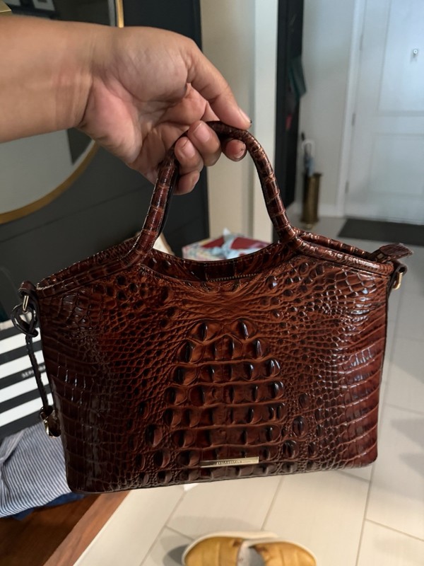 Brahmin Elaine Sangria Melbourne Croc-Embossed Leather Bag No Strap
