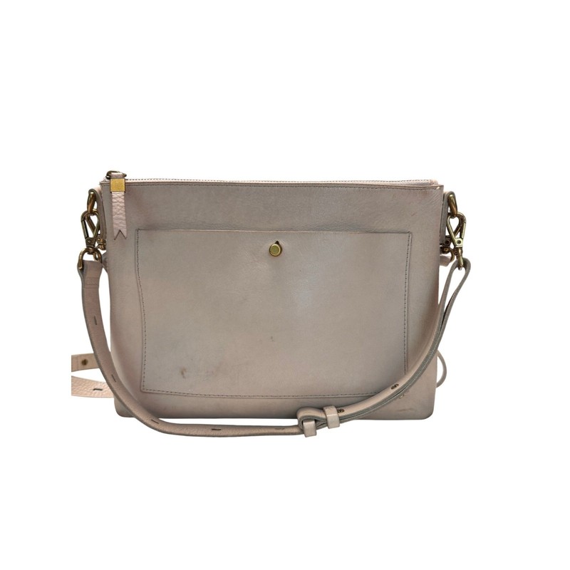 Madewell Womens Beige Blush Leather Crossbody Bag Zip Raw Suede Interior