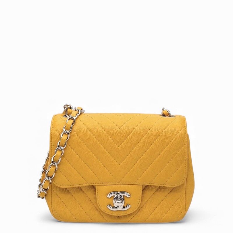 Chanel Mini Square Flap Yellow Grained Calfskin (zh1031o4)