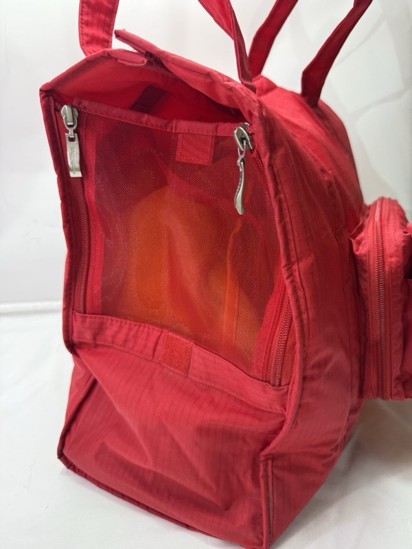 Baggallini Red Mesh Side Beach Travel Tote Bag Hook And Loop RARE gallery