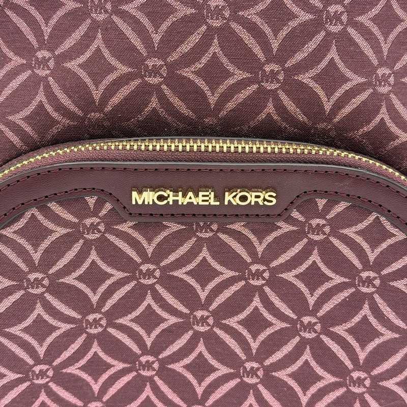 Gorgeous Michael Kors Burgundy Wine Red Leather Glitter Logo Backpack Bag NWOT gallery