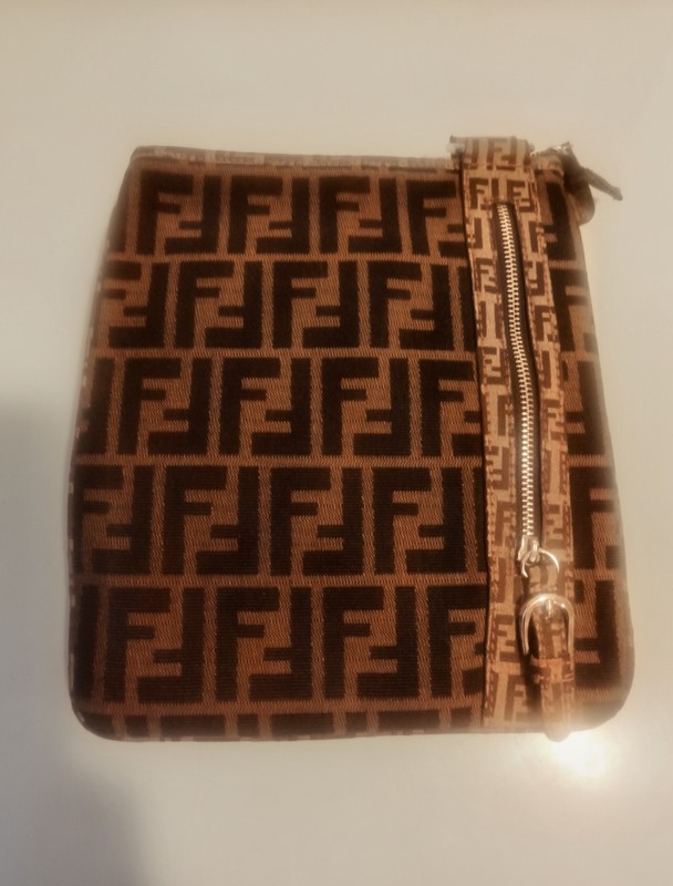 Fendi Women's Vintage Crossbody Messenger Bag Zucca Canvas Tobacco Brown Italy gallery