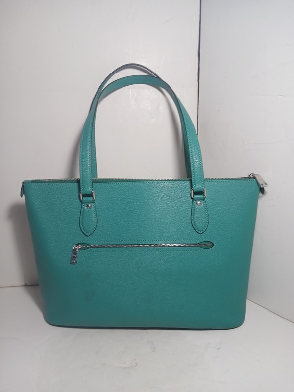 🛑COACH CROSSGRAIN LEATHER BRIGHT TURQUOISE GREEN GALLERY TOTE⚡️ONLY 1 AVAIL⚡️ gallery