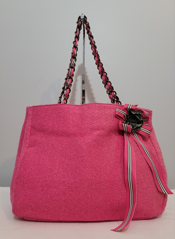 Goldie Limited Edition Tote Bag Hot Pink Chain Bow Accent Shoulder Purse Y2K