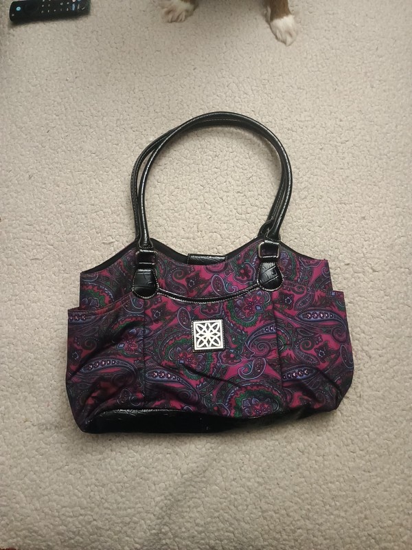 Jeun Bang purple and pink paisley print purse/shoulder bag Excellent Condition