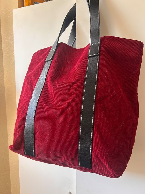 vintage banana republic 100% cotton corduroy with leather straps tote