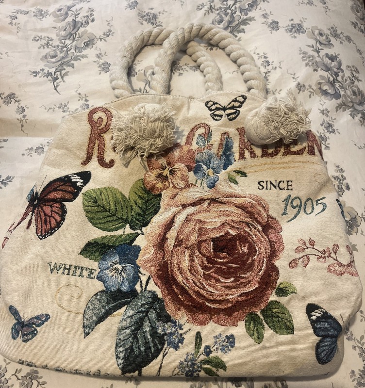 To Go Go Tapestry Purse Bag Tote Floral Butterfly