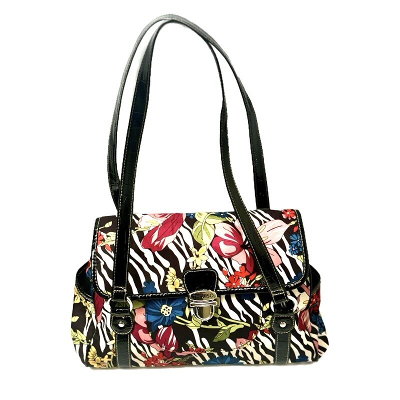 Vegan Leather Zebra Floral Tropical Shoulder Bag Purse Animal Print 13x8x5