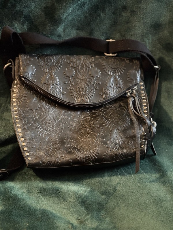 The Sak Silverlake Black Leather Studded flap Crossbody Bag