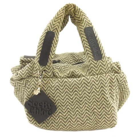 SEE BY CHLOE Joyrider Handbag Beige Black Leather AB Vintage 8x16in