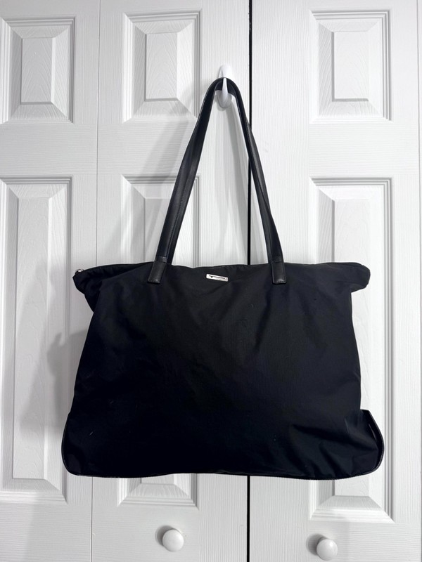 TUMI Just In Case Foldable Tote Bag Black Nylon Travel Packable Shopper Carry On