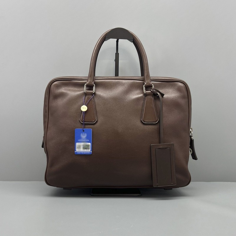 Prada Brown Briefcase Classic Top Handle Business Handbag For Daily Office Use