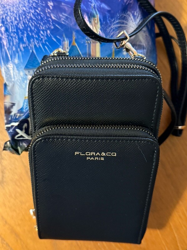 Flora & Co Paris – Black Noir Crossbody Phone Shoulder Bag NEW Epcot Disney WDW