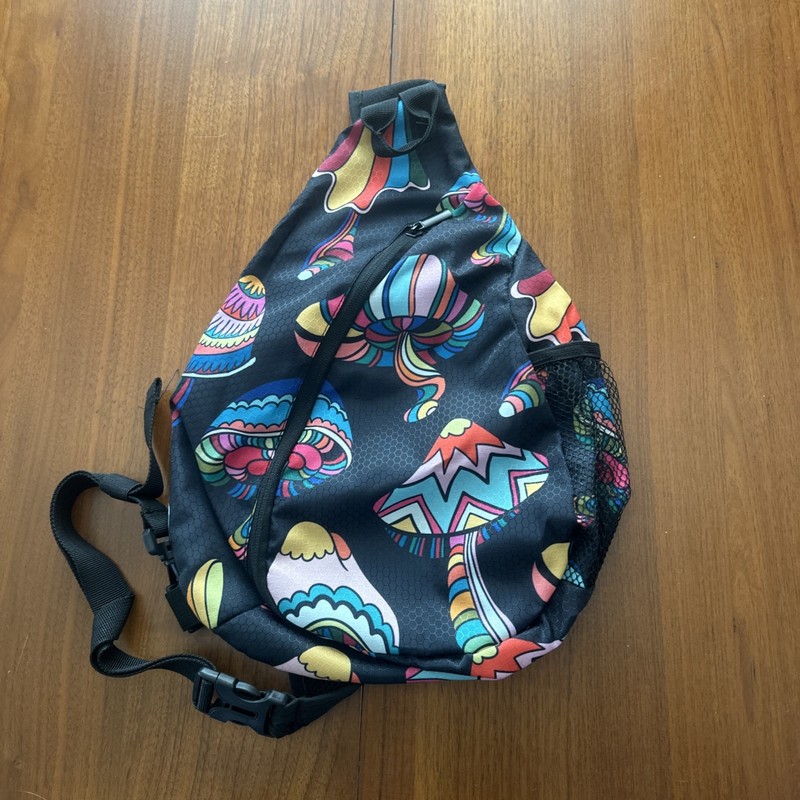 Mushroom Print Crossbody Bag Light Weight 11in X 16in