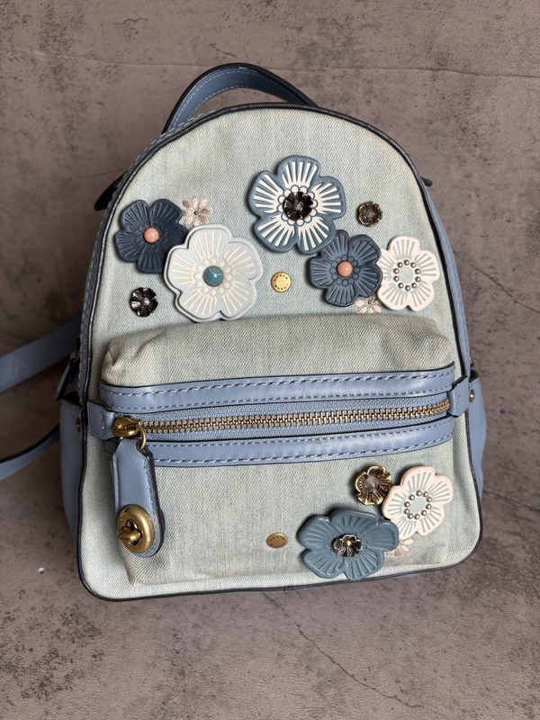 Authentic Coach Tea Rose 54068 bag Rucksack Denim Indigo Mini Leather Backpack