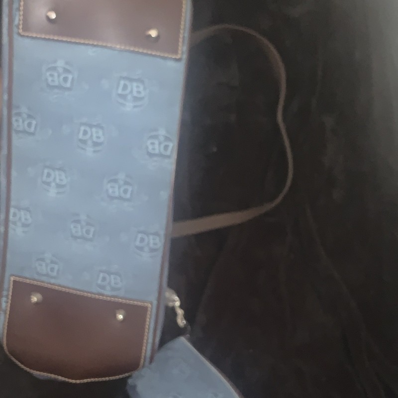 Dooney & Bourke DB Logo Blue Large Satchel Top Handle Detachable Strap gallery