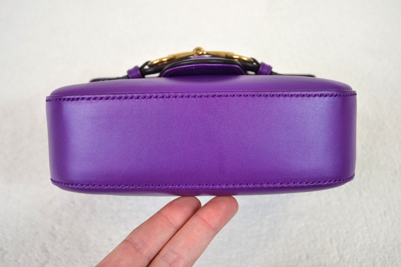 Gucci Lady Web Horsebit Purple Leather Small Shoulder Bag Handbag Purse gallery