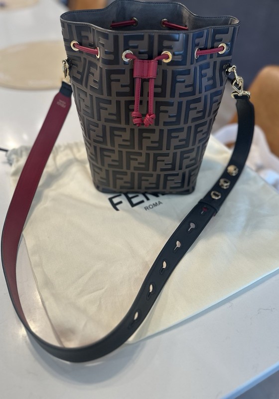 Fendi Mon Tresor Grande FF Logo Embossed Bucket w/Strap, Dust Bag,Box,tags