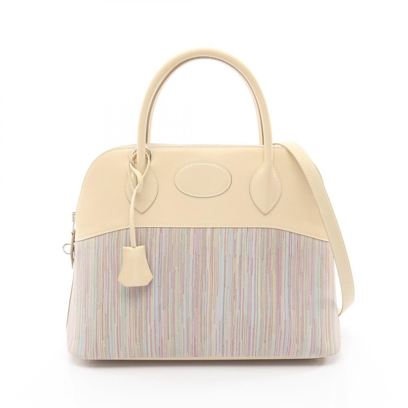 HERMES Bolide 31 Shoulder Handbag Box calf leather Vibrato Beige Used F SHW