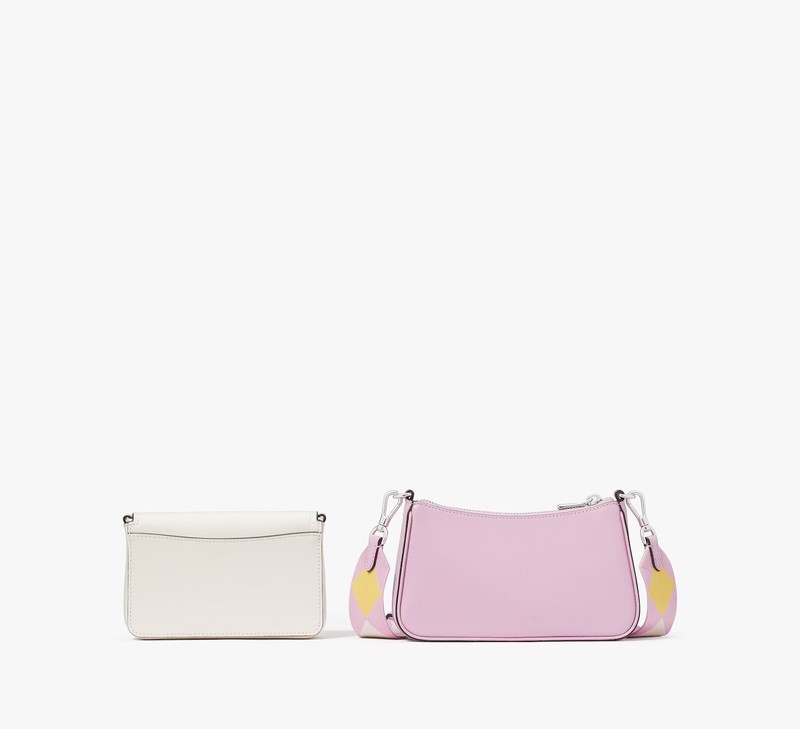 ☂️🍄Kate spade Double Up Colorblocked Crossbody☄️MINI☄️ Parchment Multi KG065 gallery