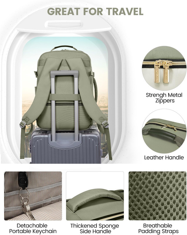 40L Travel Backpack for Women & Men, Airline Approved Carry on Luggage with 3 Pa gallery