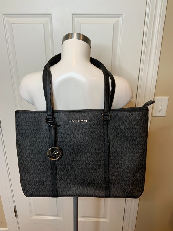 Michael Kors Black Pebbeled Leather Maisie Large Logo 3-in-1 Tote Bag