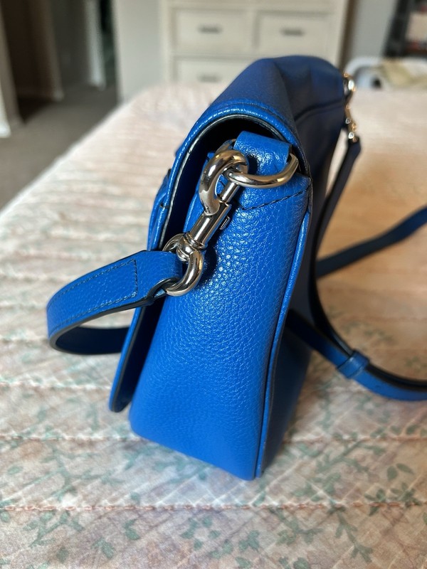 MARC JACOBS Empire City Large Royal Blue Leather Messenger Crossbody Saddle Bag gallery