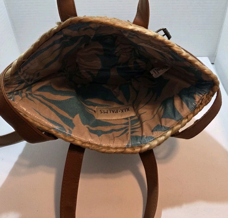BEACH Picnic Cooler Bag Raffia XIX Palms Jute Backpack Bag The Shore Break NWOT gallery