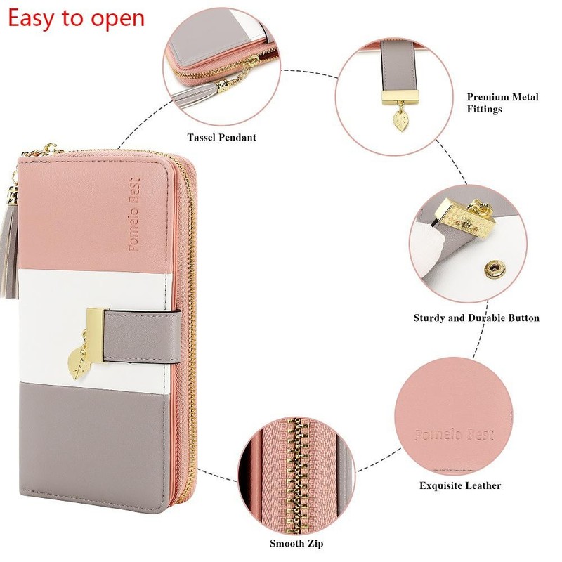 Women's Large Capacity Zipper Wallet PU leather 9 Card Holder Purse Chic Style gallery