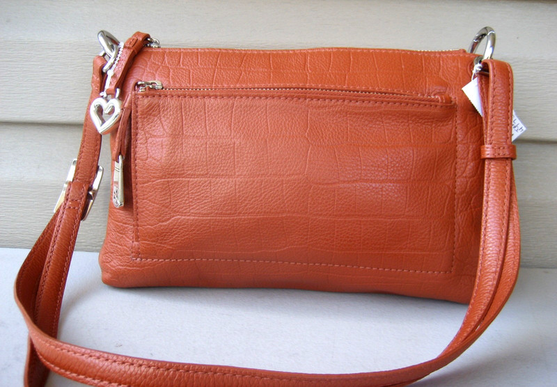Brighton BRIA Terracotta Croc Embossed Leather Crossbody F583377 NEW