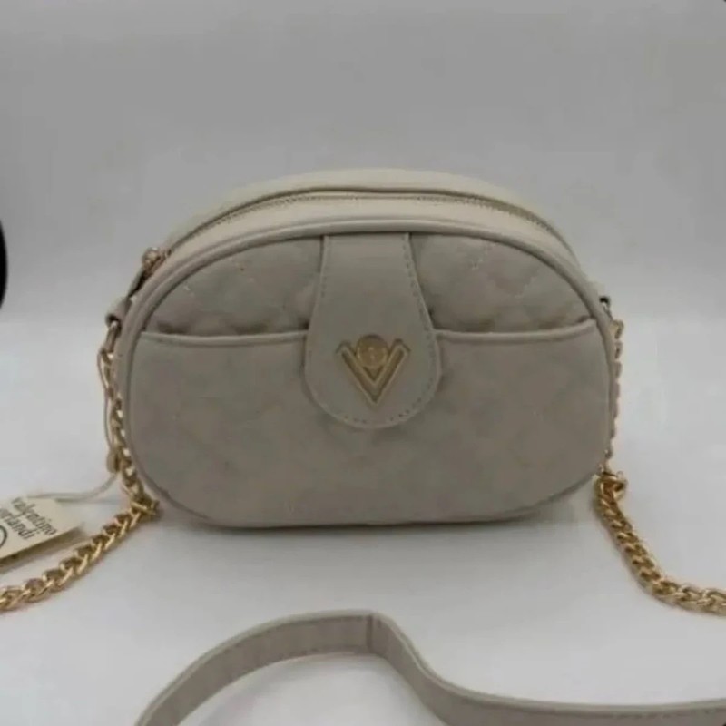 VALENTINO ORLANDI BEIGE ROUND QUILTED CAMERA BAG NWT MSRP $129