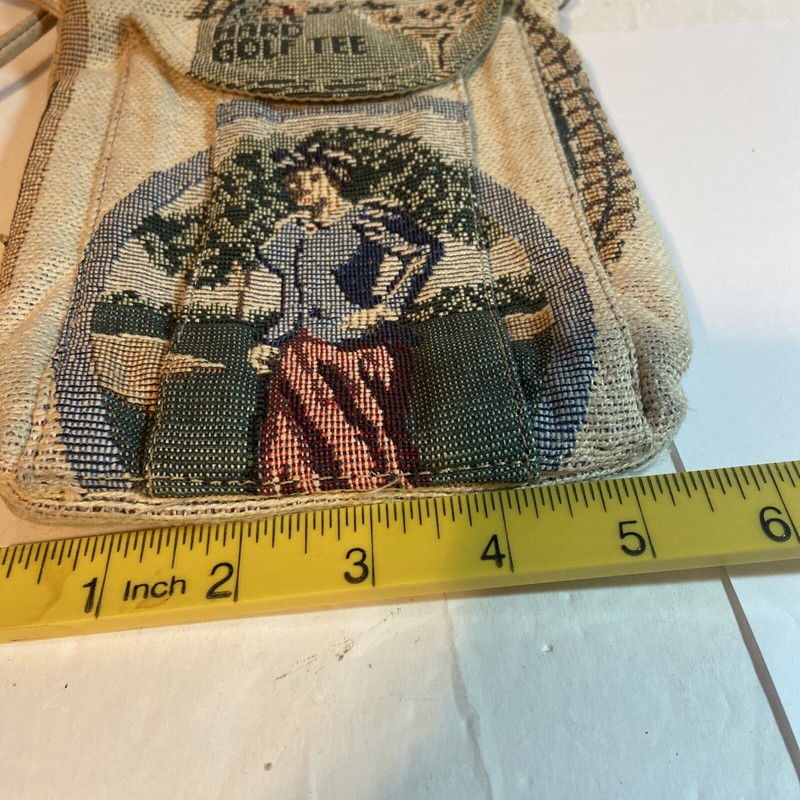 Golf Golfing Scene Tapestry Handbag Purse Shoulder Strap Preowned gallery