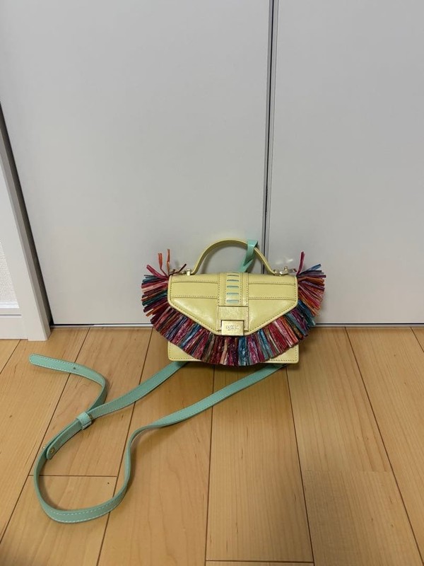 JADISE Small Handbag Shoulder Bag Purse Fringe in Yellow USED Good Condition
