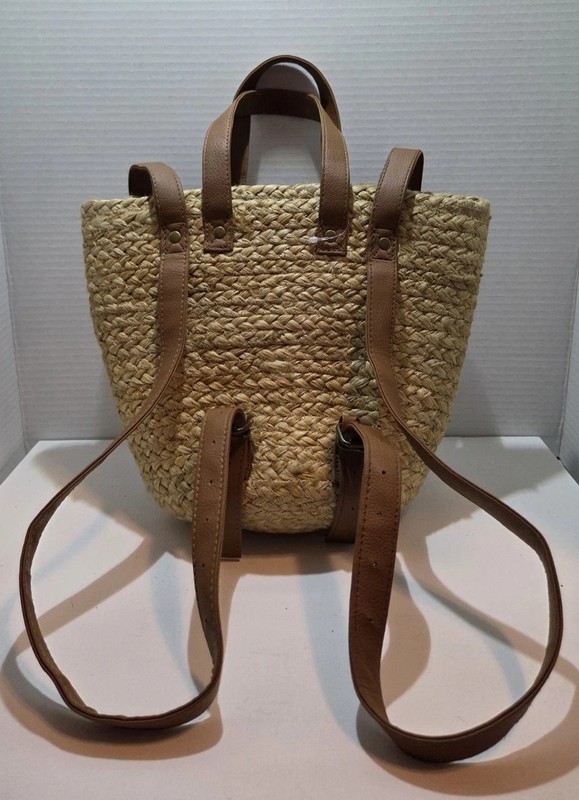 BEACH Picnic Cooler Bag Raffia XIX Palms Jute Backpack Bag The Shore Break NWOT gallery