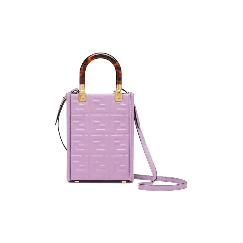 FENDI Sunshine 3D Texture FF Embossed Tote Crossbody Bag Women's 5.1x2.5x7 in gallery