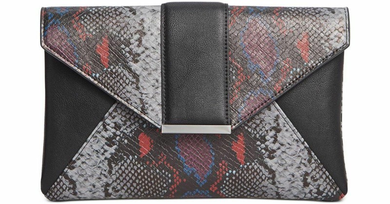 Inc Luci Python Embossed Envelope Clutch Multi Snake Gunmetal