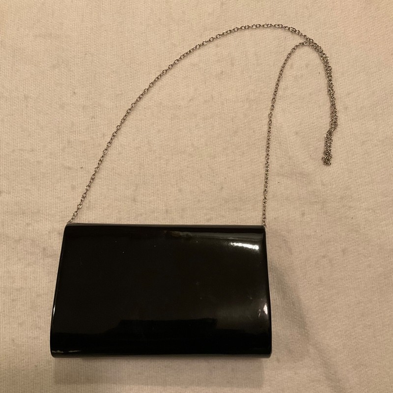Lulu Townsend Clutch Crossbody Black Patent Leather Formal Purse Snap Closure gallery