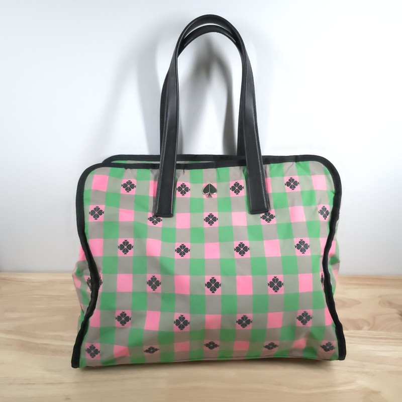 Kate Spade Morley Large Tote Nylon Shopper Handbag Pink Green Black
