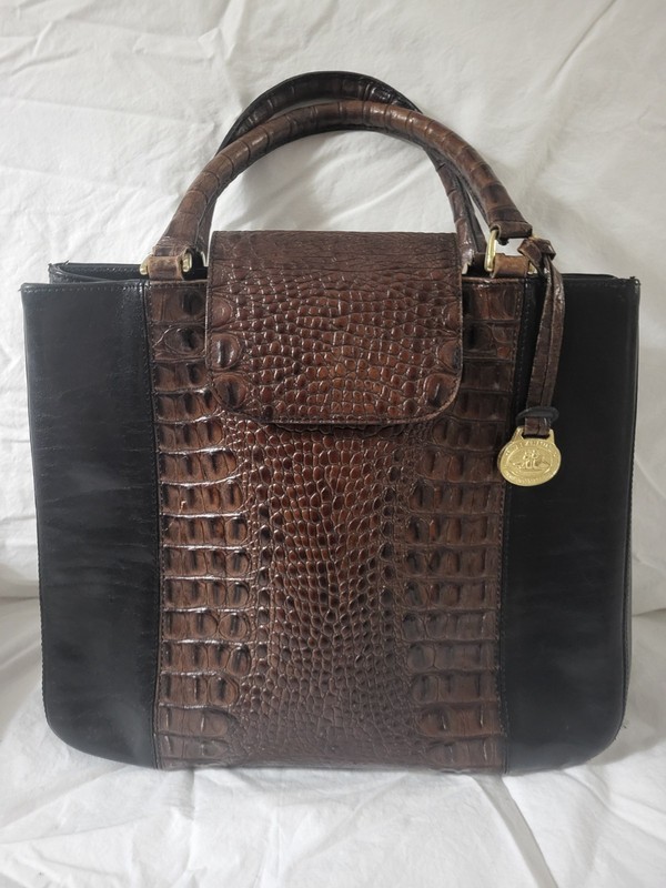 Vintage Brahmin Tuscan Collection, Two Toned Melbourne Satchel / Featuring Croco