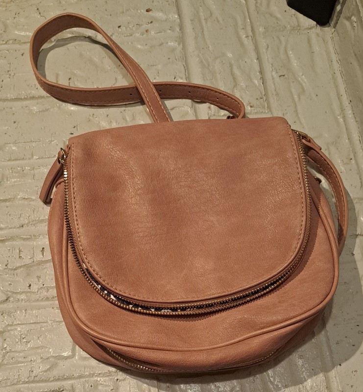 Madison West Crossbody Purse Foldover Magnetic Snap Adj Straps Chevron Pattern