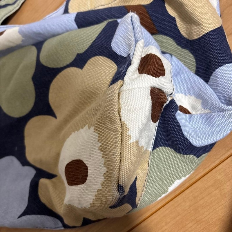 Marimekko Flower Pattern Canvas Cotton Tote Bag Navy Unikko Made in Finland gallery