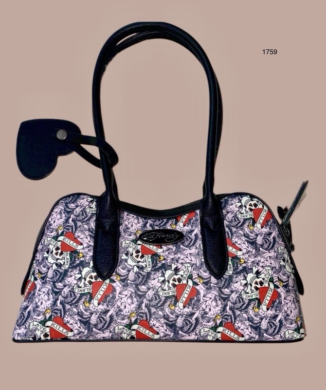 *new* Ed Hardy Skull and Heart Satchel with Black Accents