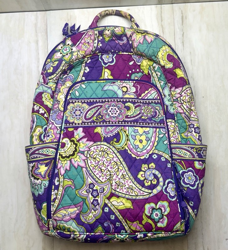 Vera Bradley Convertible Backpack Tote Bag Heather Purple Paisley Floral Retired