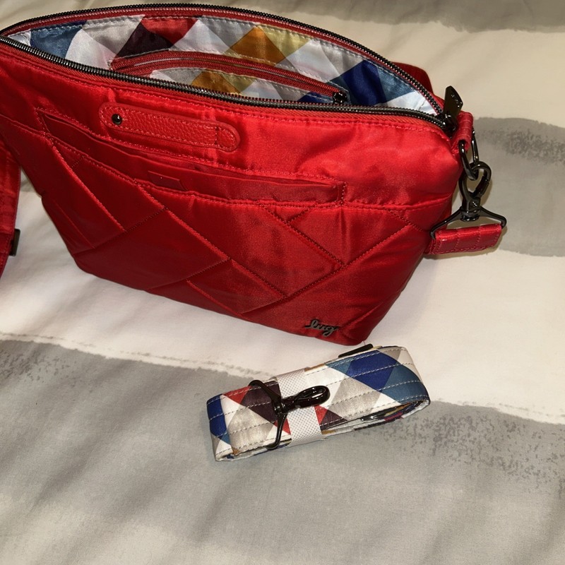 Lug RFID Medium Crossbody Multi-Strap Flare Poppy Red Flawless Used 1x Mint