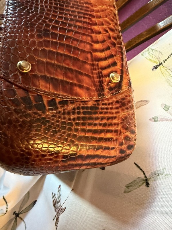 Brahmin Pecan Crocodile Embossed Leather Purse AND Matching Wallet ~Both Perfect gallery