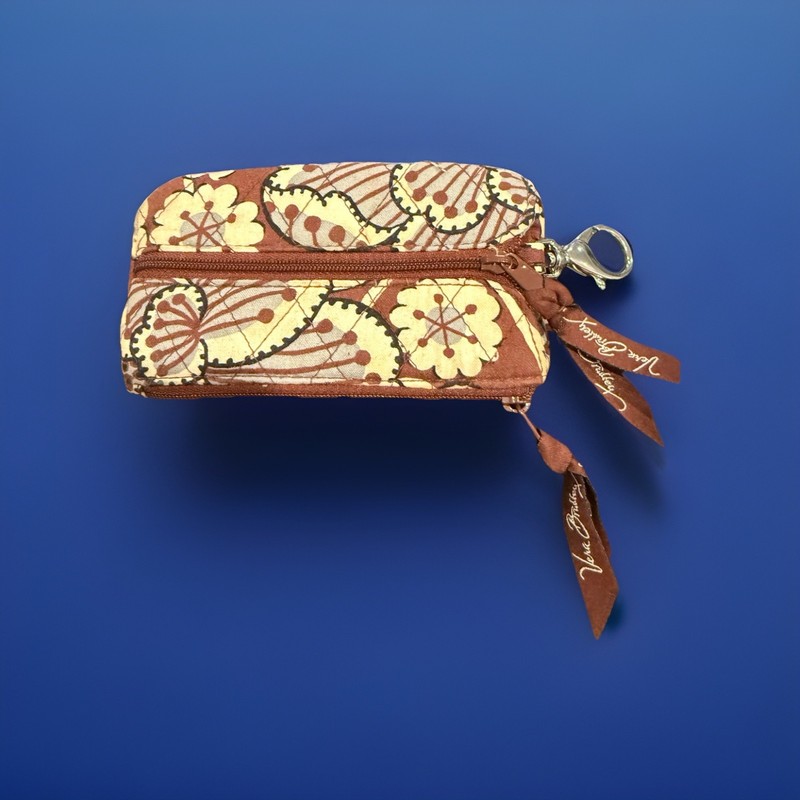 Vera Bradley Mini Saddle Up Cotton Wallet Card Holder Zip Keychain